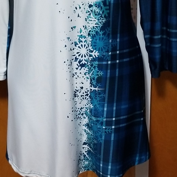 *NWOT* Blue & white snowflake & plaid tunic - Picture 3 of 4